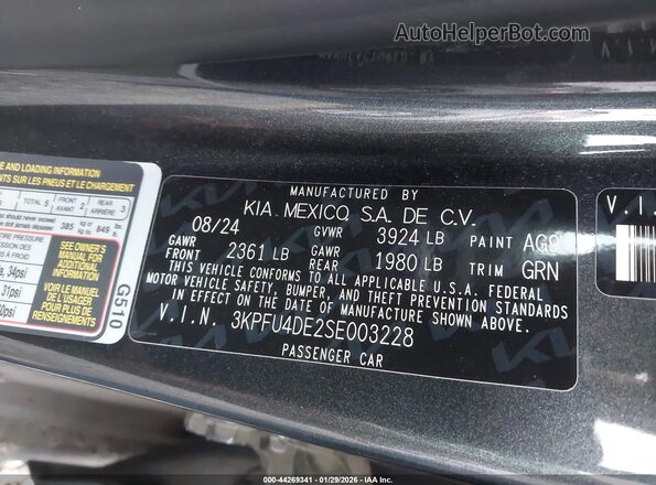 3KPFU4DE2SE003228 2025 KIA K4 Black Engine compartment view