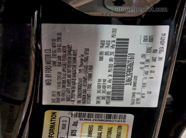 3LN6L2G98GR621610 2016 LINCOLN MKZ Black Widok komory silnika