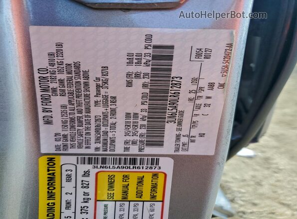 3LN6L5A90LR612873 2020 LINCOLN MKZ Silver 