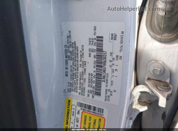 3LN6L5MU7HR630357 2017 LINCOLN MKZ HYBRID White Вид підкапотного простору