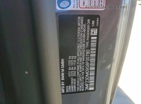 3MF23DM09S8F00780 2025 BMW M2 Silver Engine compartment view