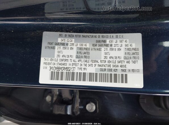 3MVDMBBM0RM662137 2024 MAZDA CX-30 Синий Вид подкапотного пространства