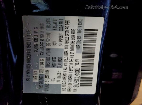 3MVDMBCLXLM140306 2020 MAZDA CX-30 Blue VIN კოდის სტიკერის ხედი