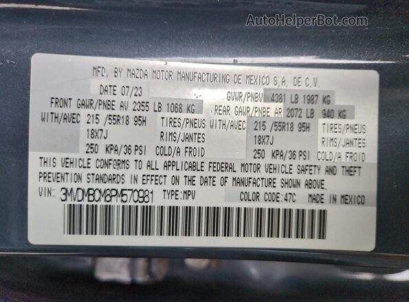 3MVDMBCM8PM570981 2023 MAZDA CX-30 Blue Widok wnętrza 360 stopni