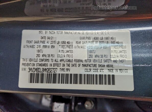 3MVDMBDL8MM262727 2021 MAZDA CX-30 Blue 