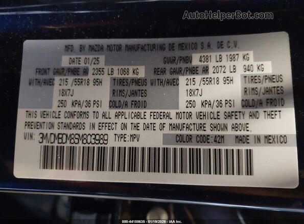 3MVDMBDM8SM803989 2025 MAZDA CX-30 Blue Engine compartment view