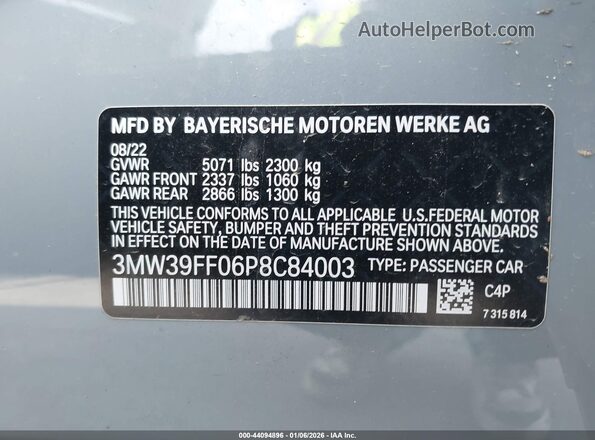 3MW39FF06P8C84003 2023 BMW 3 SERIES Teal Շարժիչի բաժամունքի տեսք