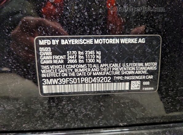 3MW39FS01P8D49202 2023 BMW 3 SERIES Black Engine compartment view