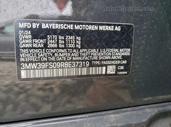 3MW39FS09R8E37319 2024 BMW 3 SERIES Gray Vista del compartimento del motor