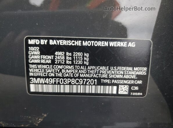 3MW49FF03P8C97201 2023 BMW M3 Gray Շարժիչի բաժամունքի տեսք