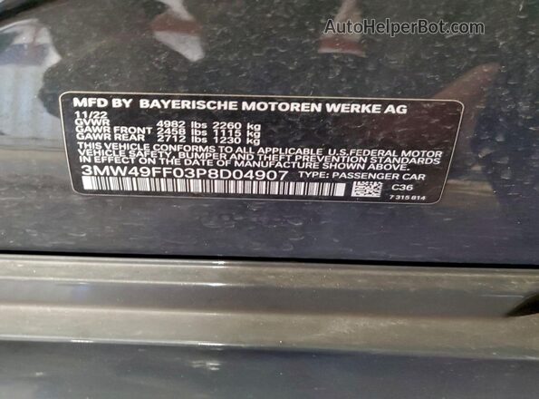 3MW49FF03P8D04907 2023 BMW M3 Gray Շարժիչի բաժամունքի տեսք