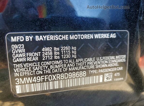 3MW49FF0XR8D98688 2024 BMW M3 Black Widok komory silnika