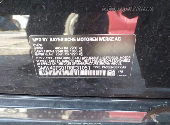 3MW49FS01R8E31051 2024 BMW M3 Черный Вид подкапотного пространства