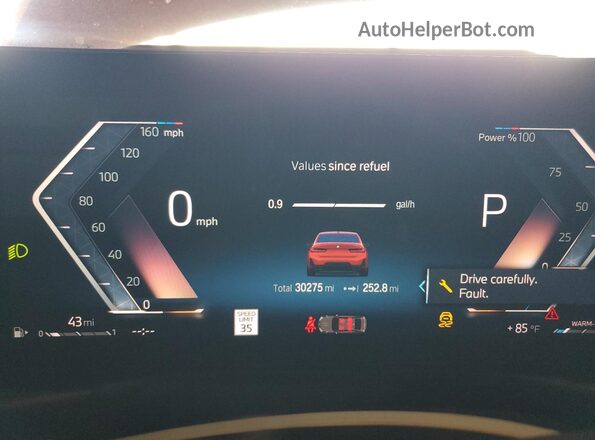 3MW49FS03P8D04220 2023 BMW M3 Red Вид щитка приладів