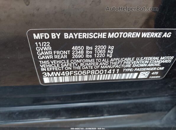 3MW49FS06P8D01411 2023 BMW 3 SERIES Black Engine compartment view