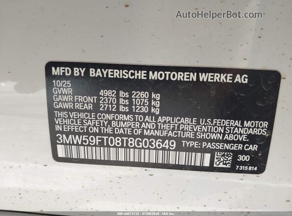 3MW59FT08T8G03649 2026 BMW M3 White Widok komory silnika