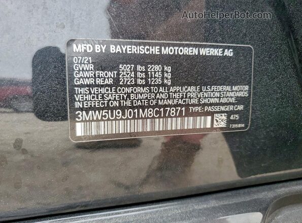 3MW5U9J01M8C17871 2021 BMW M3 Black Widok komory silnika