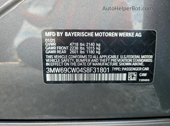 3MW69CW04S8F31801 2025 BMW 7 SERIES Gray 