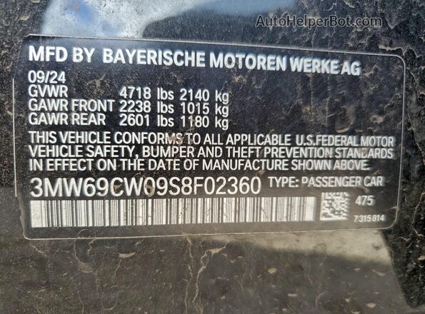 3MW69CW09S8F02360 2025 BMW 3 SERIES Black Շարժիչի բաժամունքի տեսք