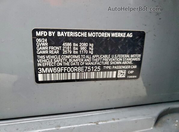 3MW69FF00R8E75125 2024 BMW 3 SERIES Gray Շարժիչի բաժամունքի տեսք