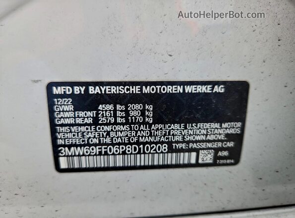 3MW69FF06P8D10208 2023 BMW 3 SERIES White ძრავის განყოფილების ხედი