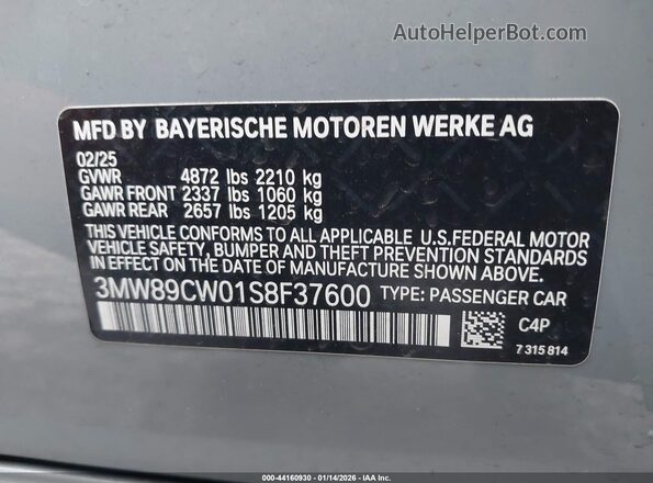 3MW89CW01S8F37600 2025 BMW 7 SERIES Blue 
