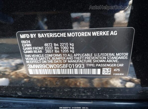 3MW89CW09S8F01993 2025 BMW 3 SERIES Black Շարժիչի բաժամունքի տեսք