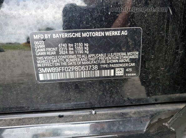 3MW89FF02P8D63738 2023 BMW 3 SERIES Black ძრავის განყოფილების ხედი
