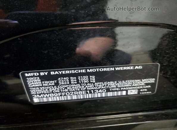 3MW89FF02R8E11340 2024 BMW 3 SERIES Black Widok naklejki z numerem VIN