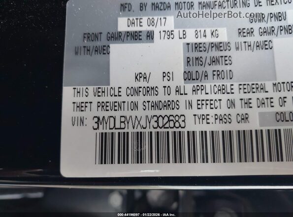 3MYDLBYVXJY302683 2018 TOYOTA YARIS IA Черный 