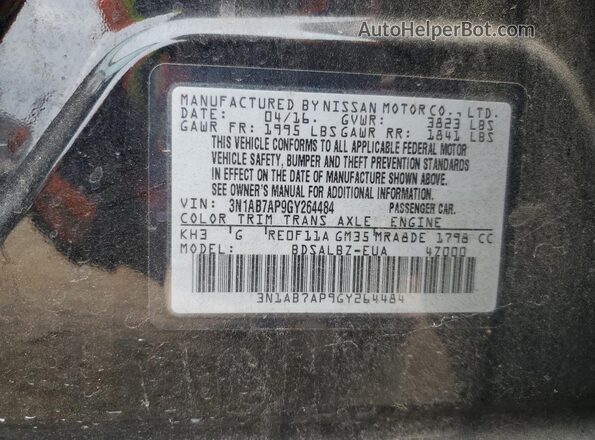 3N1AB7AP9GY264484 2016 NISSAN SENTRA Gray ძრავის განყოფილების ხედი