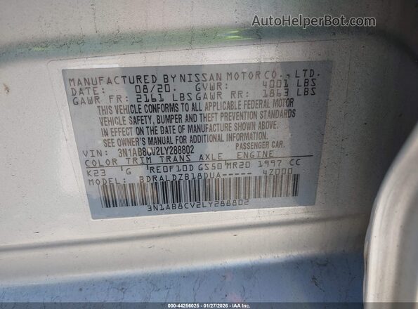 3N1AB8CV2LY288802 2020 NISSAN SENTRA Silver Вид підкапотного простору