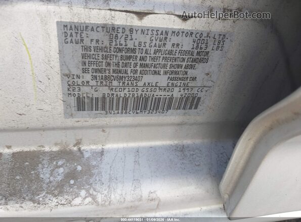 3N1AB8CV6MY323407 2021 NISSAN SENTRA Silver Widok komory silnika
