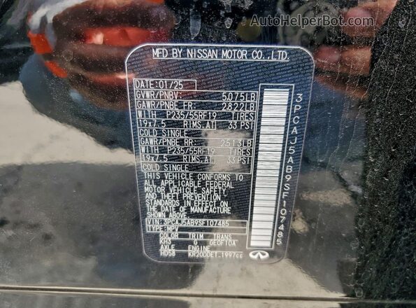 3PCAJ5AB9SF107485 2025 INFINITI QX50 Black Widok naklejki z numerem VIN