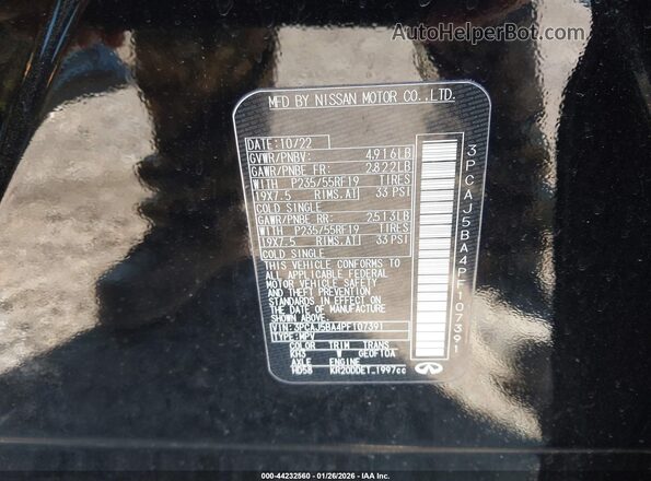 3PCAJ5BA4PF107391 2023 INFINITI QX50 Black Вид підкапотного простору