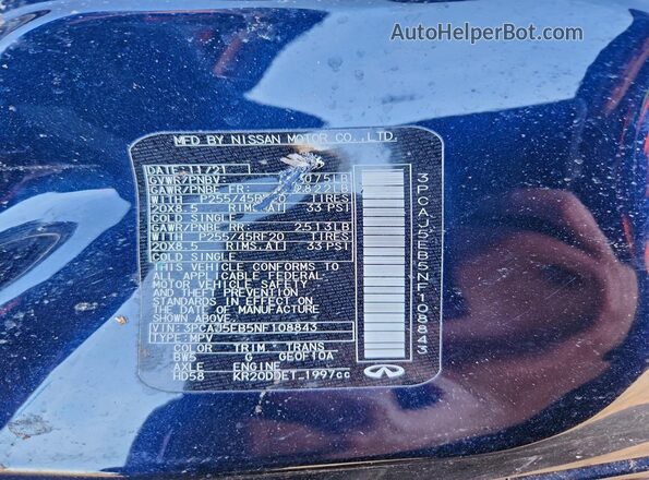 3PCAJ5EB5NF108843 2022 INFINITI QX50 Blue 360 interior view