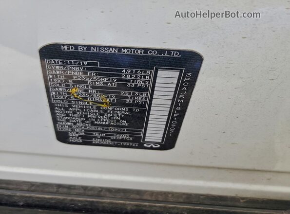 3PCAJ5M18LF109071 2020 INFINITI QX50 White 