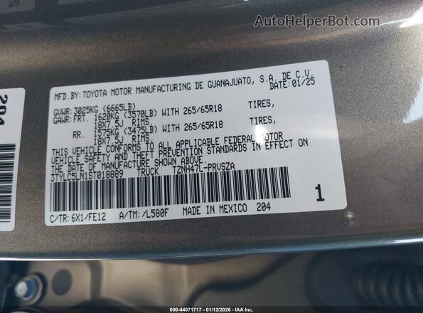 3TYLC5LN1ST018889 2025 TOYOTA TACOMA HYBRID Green Вид підкапотного простору