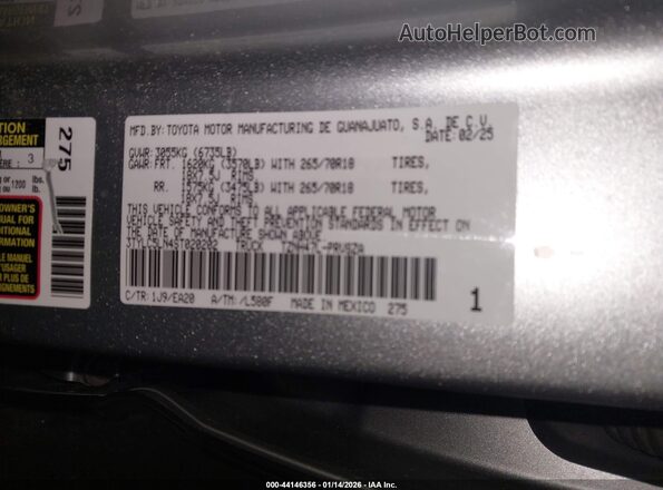 3TYLC5LN4ST020202 2025 TOYOTA TACOMA HYBRID Gray Engine compartment view