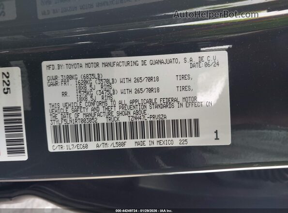 3TYLF5LN1RT003052 2024 TOYOTA TACOMA HYBRID Серый Вид подкапотного пространства