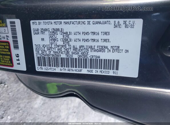 3TYSZ5AN8NT065869 2022 TOYOTA TACOMA Серый Вид подкапотного пространства