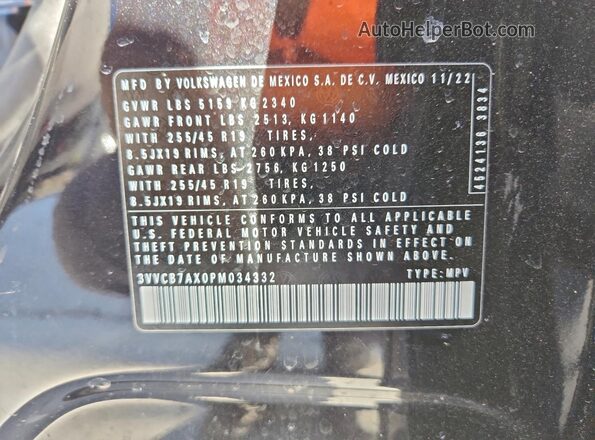 3VVCB7AX0PM034332 2023 VOLKSWAGEN TIGUAN Charcoal VIN sticker view