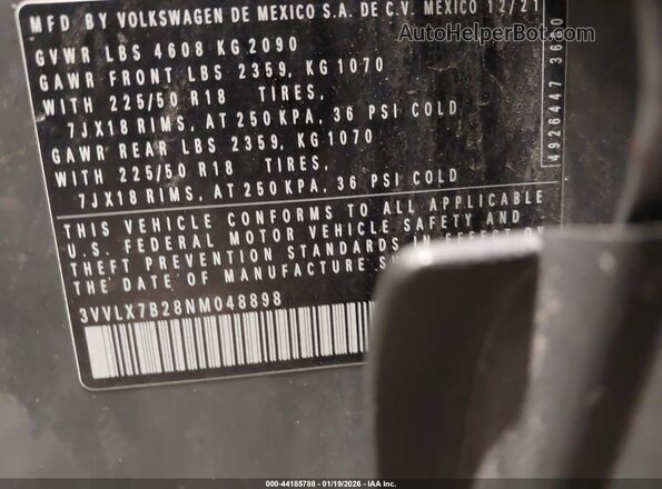 3VVLX7B28NM048898 2022 VOLKSWAGEN TAOS Серый Вид подкапотного пространства