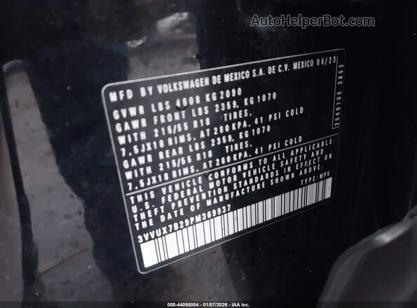 3VVUX7B29PM369937 2023 VOLKSWAGEN TAOS Черный Вид подкапотного пространства