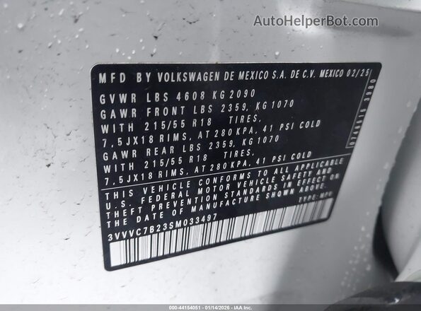 3VVVC7B23SM033497 2025 VOLKSWAGEN TAOS Белый Вид подкапотного пространства