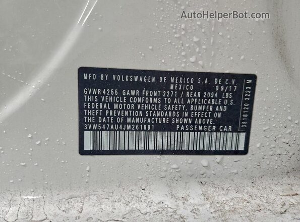 3VW547AU4JM261891 2018 VOLKSWAGEN GTI Белый Вид подкапотного пространства