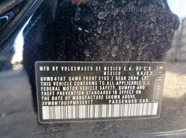 3VWBM7BU3PM035917 2023 VOLKSWAGEN JETTA Black 