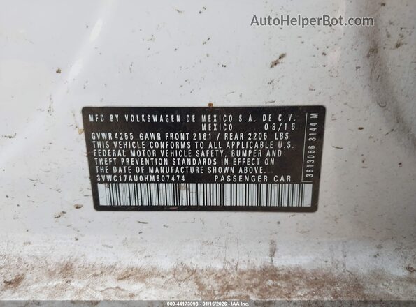 3VWC17AU0HM507474 2017 VOLKSWAGEN GOLF White Вид підкапотного простору