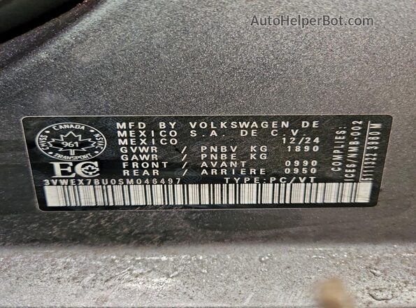 3VWEX7BU0SM046497 2025 VOLKSWAGEN JETTA Gray Widok komory silnika