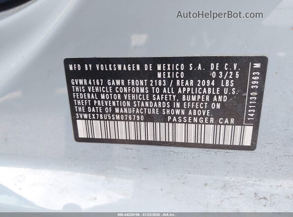 3VWEX7BU5SM076790 2025 VOLKSWAGEN JETTA Blue Շարժիչի բաժամունքի տեսք